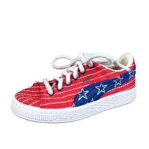 Puma Basket Americana Kids Sneakers Size 11.5C Patriotic Stars Stripes Red Blue